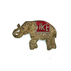 1950's Metallic Thread Eisenhower Campaign Elephant Brooch/Pin
